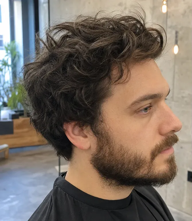Vorher: Mid Fade und Bart in Form